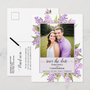 Postal De Anuncios Lilacias Rústicas Fotografía de Boda Guardar la Fe