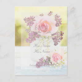 Postal De Anuncios Lilacs y Rosas Vintage Save the Date Boda