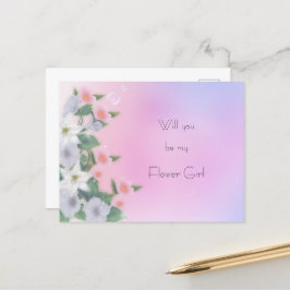 Postal De Anuncios Lilies Petunias Hollyhock Vintage Flower Girl