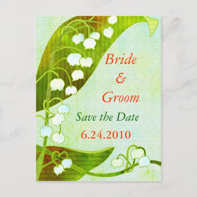 Postal De Anuncios Lily of the Valley: Postcard del Boda de Save-the- (Anverso)