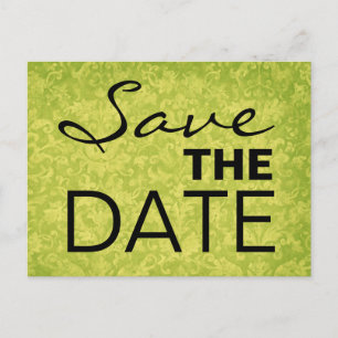 Postal De Anuncios Lima y negro Grunge Damask Save the Date S531