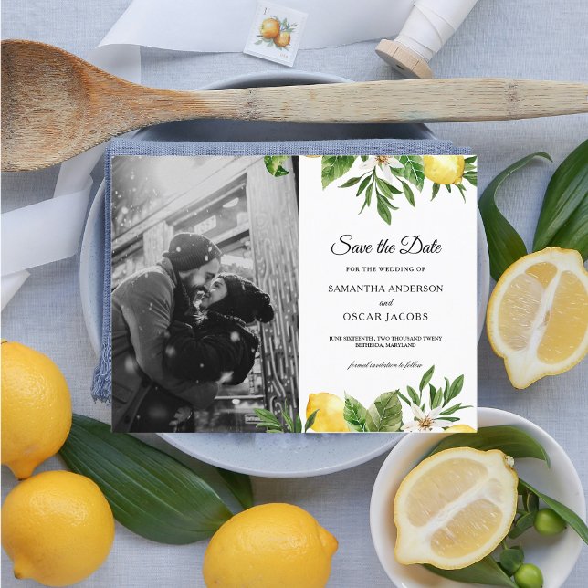 Postal De Anuncios Limoncillos Amarillos Acuarela Moderna & Hoja (Subido por el creador)