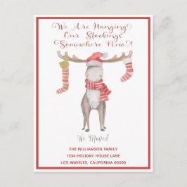 Postal De Anuncios Lindo Alce de Navidad Nos Mudamos Movimiento de Va