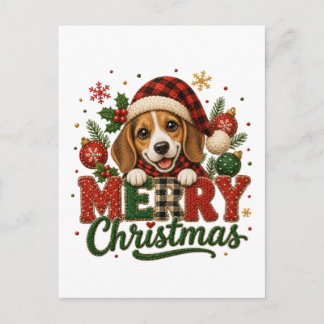 Postal De Anuncios Lindo Beagle Feliz Navidad