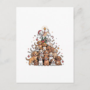 Postal De Anuncios Lindo perro de árbol de Navidad  
