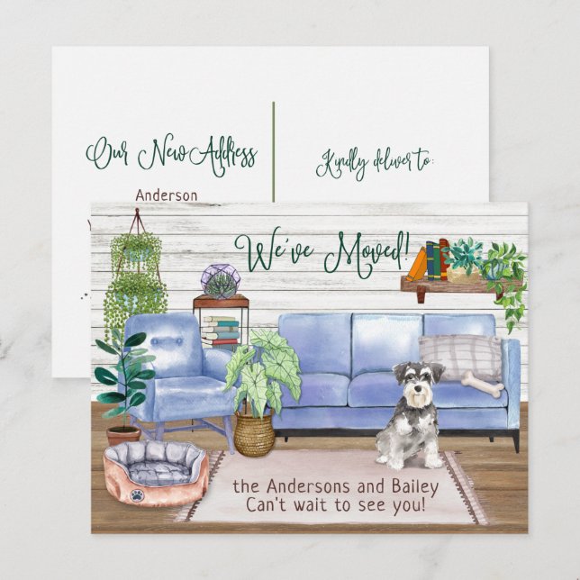 Postal De Anuncios Lindo Schnauzer Hogar Nuevo Mudanza (Anverso / Reverso)