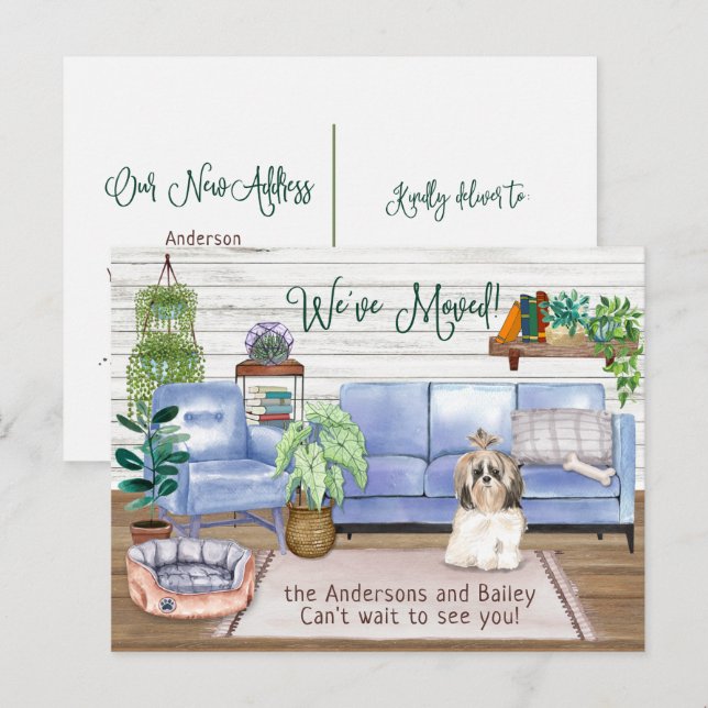 Postal De Anuncios Lindo Shih Tzu Hogar Acogedor Mudanza (Anverso / Reverso)