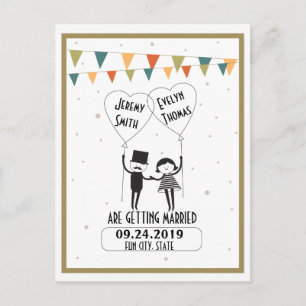 Postal De Anuncios Lindo y Divertido Ahorro de Boda Alternativo