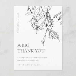 POSTAL DE ANUNCIOS LÍNEA BLANCA NEGRA DIBUJANDO BODA FLORAL GRACIAS