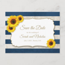 Líneas de Girasoles Salva la Fecha, Boda Azul Mari