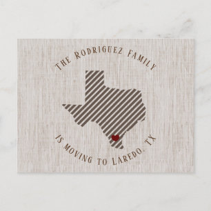 Postal De Anuncios Lino Marrón del Sur de Texas y Mudanza del Corazón