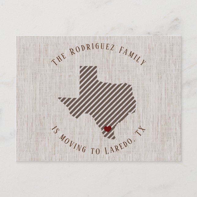 Postal De Anuncios Lino Marrón del Sur de Texas y Mudanza del Corazón (Anverso)