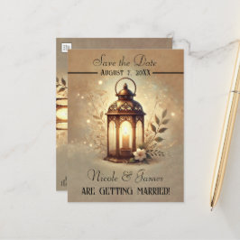 Postal De Anuncios Linterna de Bronce Brillante Romántica Rústica Sal