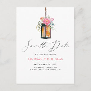 Postal De Anuncios Linterna floral moderna jardín salvar la fecha