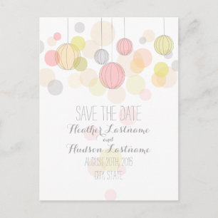Postal De Anuncios Linternas Coloridas Boda Jardín Guardar La Fecha