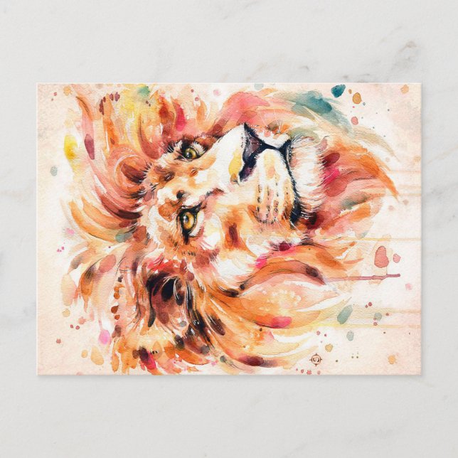 Postal De Anuncios Lion Water Lion Art | Maravilloso regalo (Anverso)