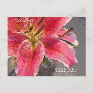 Postal De Anuncios Lirio de día rosa y blanco - Guarde la fecha
