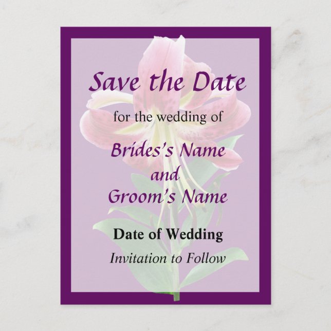 Postal De Anuncios Lirio Stargazer Mirando Hacia Abajo Boda Salvar la (Anverso)