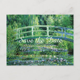 Postal De Anuncios Lirios de Agua Puente Japonés Save the Date Boda