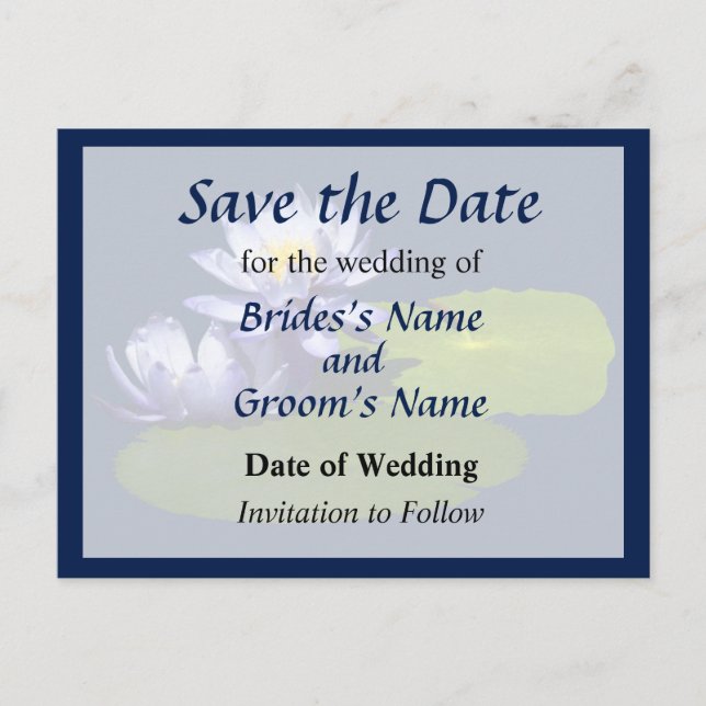 Postal De Anuncios Lirios de Agua Purpura al Sol Salva la Fecha (Anverso)