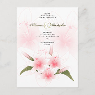 Postal De Anuncios Lirios rosados y blancos que casan reserva la
