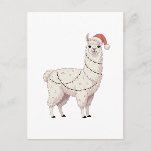 Postal De Anuncios Llama Luces de Navidad Robusta Amante Alpaca