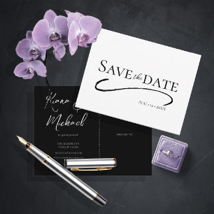Postal De Anuncios Llamada de amor Boda Guardar la fecha B&W ID940