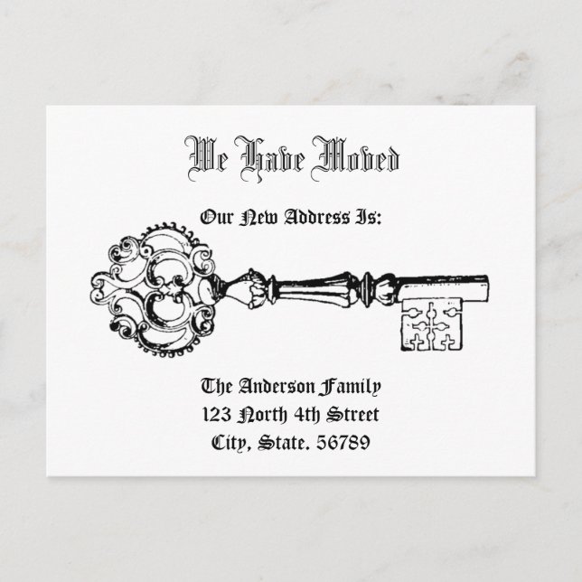 Postal De Anuncios Llave de época victoriana para nuevo hogar (Anverso)