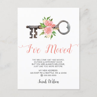 Postal De Anuncios Llave floral Vintage Blush Me he mudado Mudanza