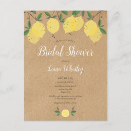 Postal De Anuncios Lluvia de Boda Acuarela Flor de Limón Verde