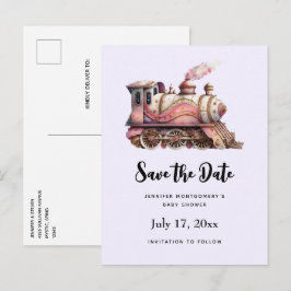 Postal De Anuncios Locomotora rosa estilo steampunk vintage