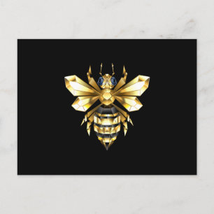 Postal De Anuncios Logotipo de abeja poligonal de lámina de oro falso