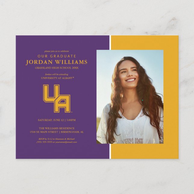 Postal De Anuncios Logotipo de iniciales de la Universidad de Albany (Anverso)