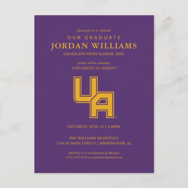 Postal De Anuncios Logotipo de iniciales de la Universidad de Albany (Anverso)