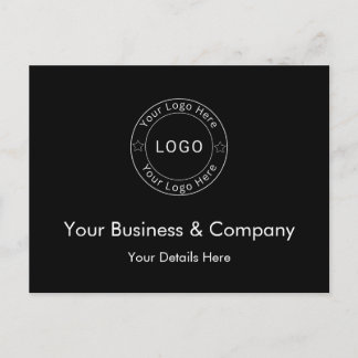 Postal De Anuncios Logotipo de su empresa en negro personalizado