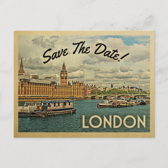 Postal De Anuncios Londres Guarde la Fecha Reino Unido Inglaterra (Anverso)
