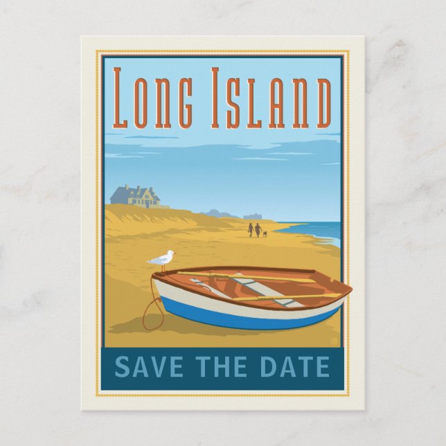 Postal De Anuncios Long Island, Nueva York | Salvar la fecha (Anverso)