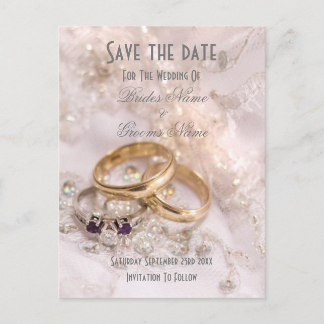 Postal De Anuncios Los círculos románticos de bodas modernos salvan l (Anverso)