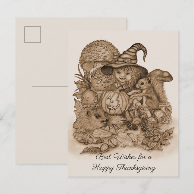 Postal De Anuncios Los mejores deseos para un feliz Día de Acción de  (Anverso / Reverso)