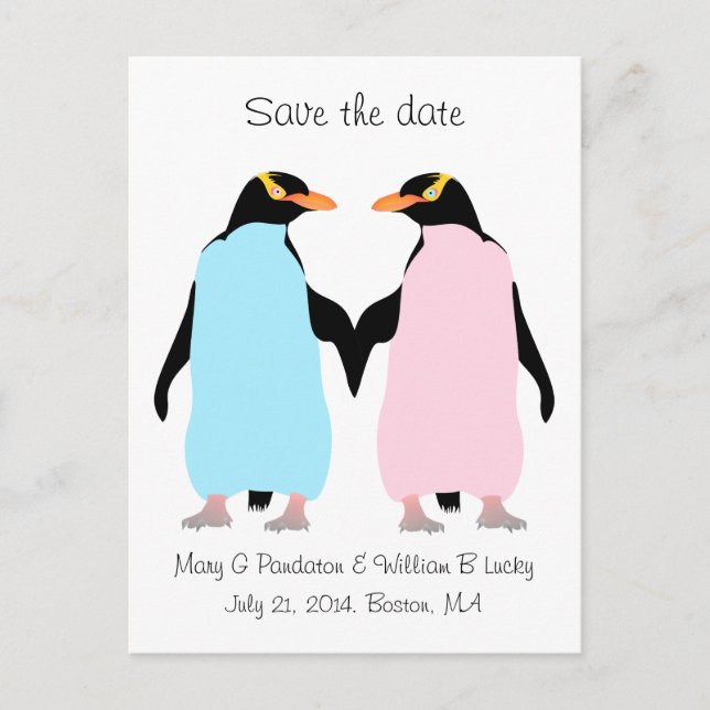 Postal De Anuncios Los pingüinos pastel tomados de la mano ahorran la (Anverso)