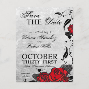 Postal De Anuncios Los Rosas y corazones del tatuaje ahorran la fecha