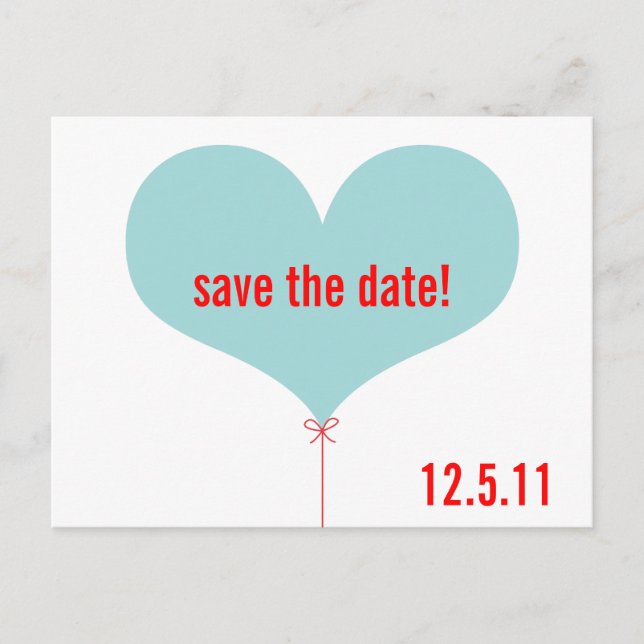 Postal De Anuncios Love Balloon Save the Date (Anverso)