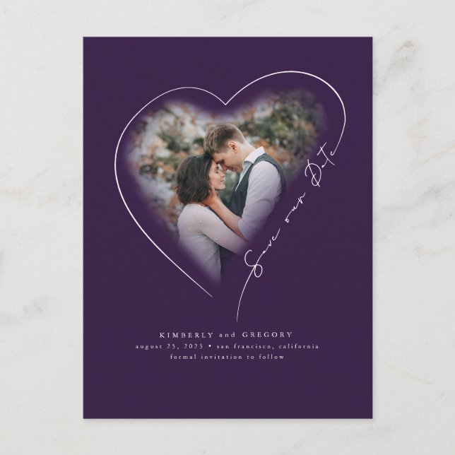 Postal De Anuncios Love Heart Elegant Minimal Save The Date Photo (Anverso)