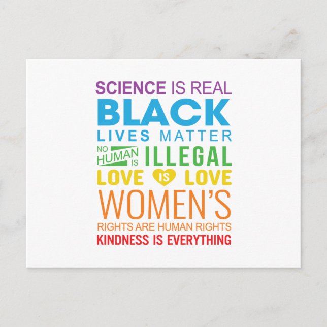 Postal De Anuncios Love Is Love Kindness Is Eveything LGBT Gay Trans. (Anverso)