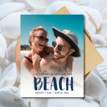 Postal De Anuncios Love Photo Beach Wedding Save the Date<br><div class="desc">Bonita boda en la playa de fotos salvo las postales de citas en nuestro diseño "Todo lo que necesitamos es amor y playa". Personalizar con su foto y sus detalles de la boda.</div>