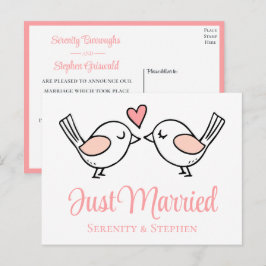 Postal De Anuncios Lovebird Pink Amor Pájaros Casados Recién Casados