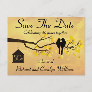 Postal De Anuncios Lovebirds 50° aniversario Salva la fecha