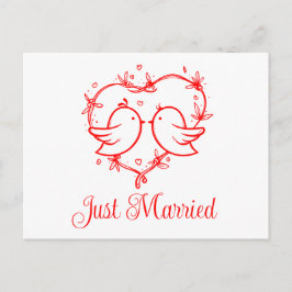 Postal De Anuncios Lovebirds Boho Red Love Heart Just Married Wedding