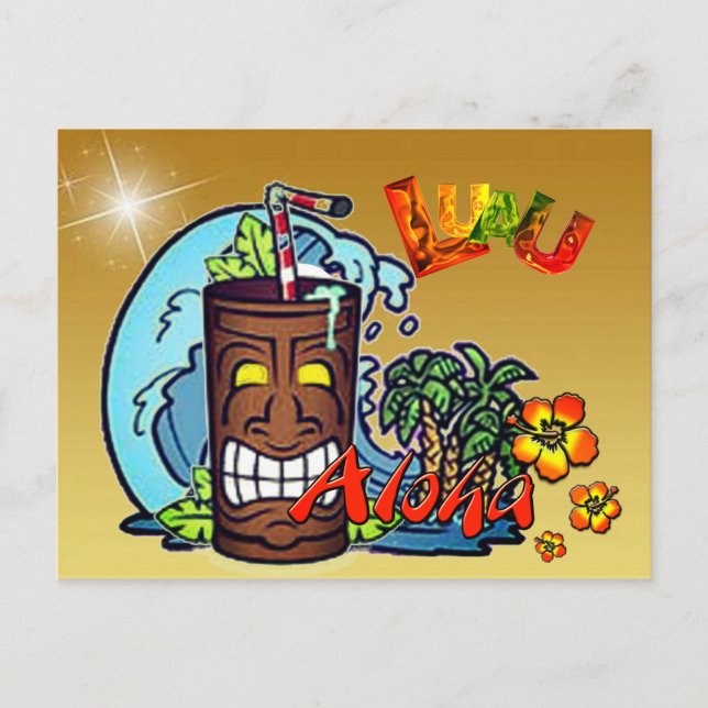 Postal De Anuncios Luau hawaiano (Anverso)