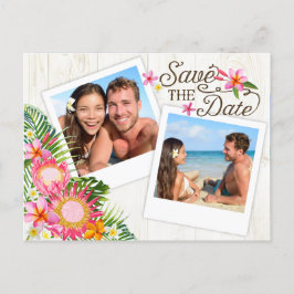 Postal De Anuncios Luau Hawaiian Rustic Beach salva la fecha